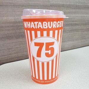 Whataburger Happy 75th Birthday 32oz Plastic Cup W/Lid